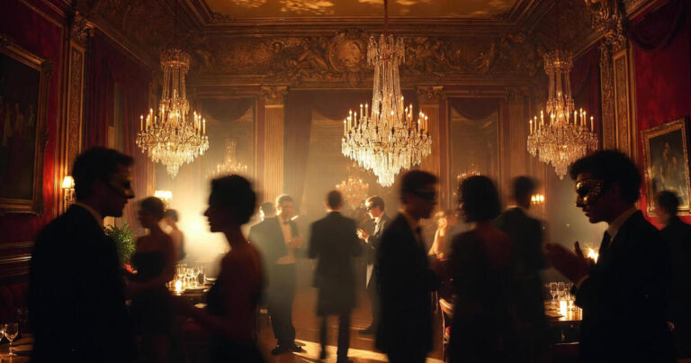 Soirée masquée chic dans un club libertin parisien
